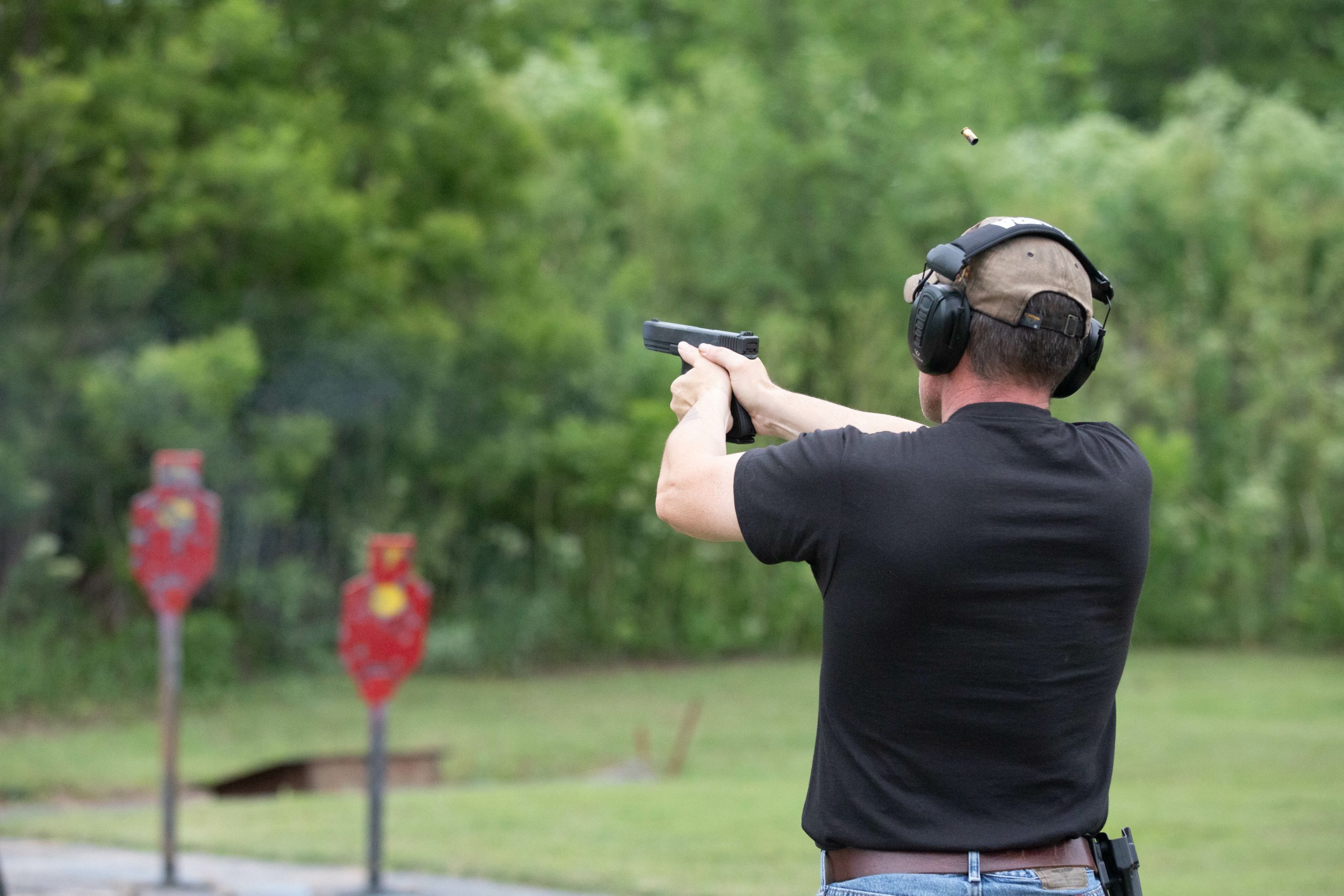 Student practicing at the shooting range